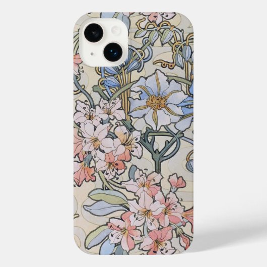 Clematis Blühende Alphonse Mucha iPhone Hülle (Rückseite)