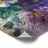 Clematis Blühende Weinhandschriftlich-Grunge Poster (Ecke)