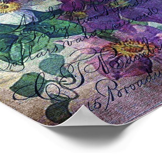 Clematis Blühende Weinhandschriftlich-Grunge Poster (Ecke)