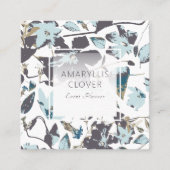 Clematis blühender Blaubrauner Wein Quadratische Visitenkarte (Vorderseite)