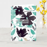 Clematis Blume Aquamarin Happy Birthday Card