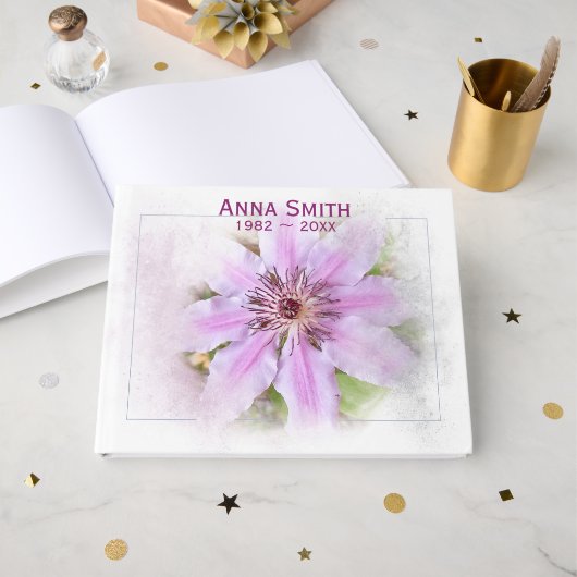 Clematis-Blume für Gedenkfeier Gästebuch (Vorderseite Offen)