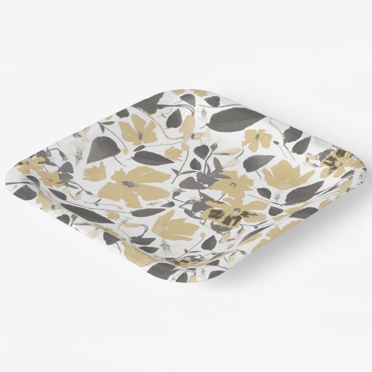 Clematis Blume Gelb Grau Botanisch Pappteller (Gewinkelt)