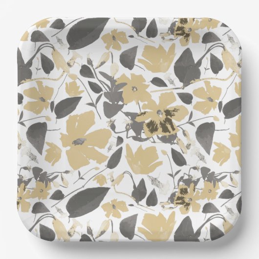 Clematis Blume Gelb Grau Botanisch Pappteller (Vorderseite)