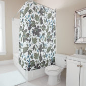 Clematis Blume Green Blue Floral Muster Duschvorhang (Beispiel)