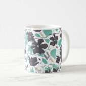 Clematis Blumenmuster Aquamarin Brown Kaffeetasse (VorderseiteRechts)
