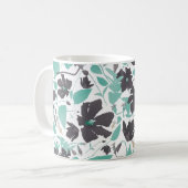 Clematis Blumenmuster Aquamarin Brown Kaffeetasse (Vorderseite Links)