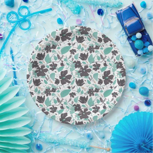 Clematis Blumenmuster Minzschokolade Pappteller (Party)