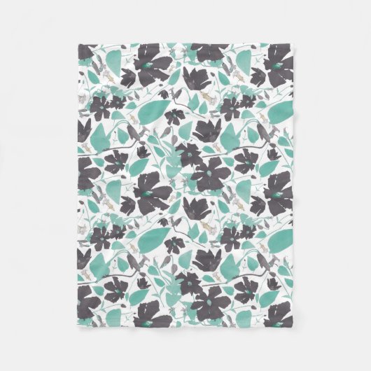 Clematis Blumenmuster Schokoladenstück Fleecedecke (Vorderseite)