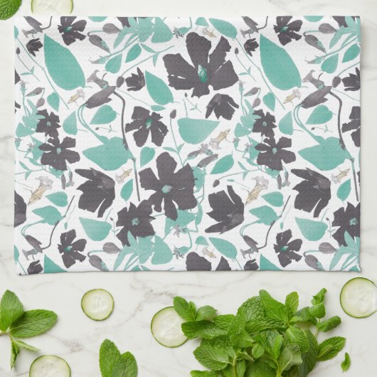 Clematis Blumenschokoladenmuster Geschirrtuch (Gefaltet)