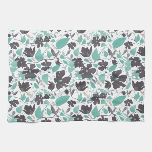 Clematis Blumenschokoladenmuster Geschirrtuch (Horizontal)