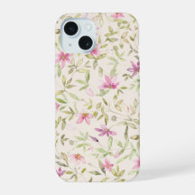 Clematis-Garten-Aquarell-Blumen beige rosa