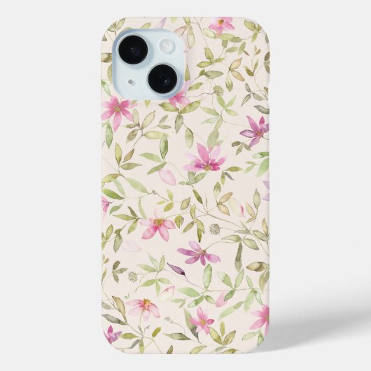 Clematis Garten Aquarell florbeige Rosa Case-Mate iPhone Hülle (Rückseite)