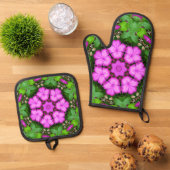 Clematis Kaleidoscope Ofenhandschuh & Topflappen-Set (Oben Unten)
