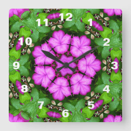 Clematis Kaleidoscope Quadratische Wanduhr