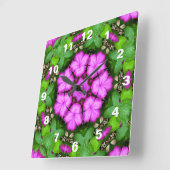 Clematis Kaleidoscope Quadratische Wanduhr (Winkel)