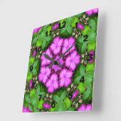 Clematis Kaleidoscope Quadratische Wanduhr (Winkel)