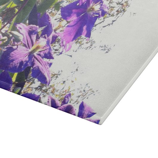 *~* Clematis-lila Blumen-Himmel Schneidebrett (Ecke)