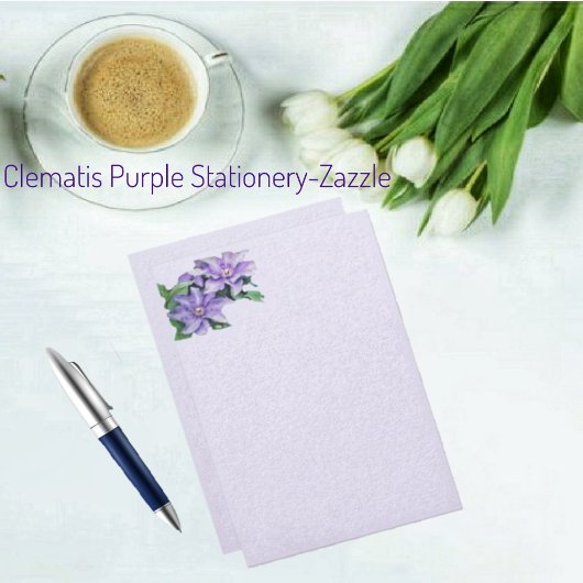 Clematis Lila Briefpapier