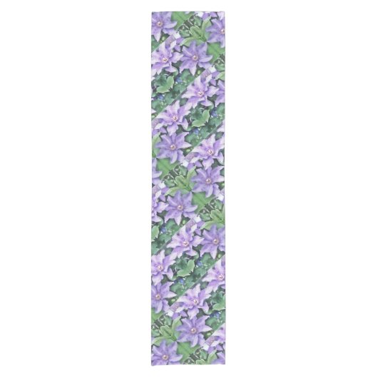 Clematis Lila Kurzer Tischläufer (Vorderseite)