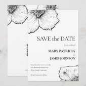 Clematis Line Art Zeichnend formale 🌸 florale Mod Save The Date (Vorne/Hinten)