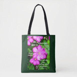 Clematis mit Römern 5:3-5 Tasche