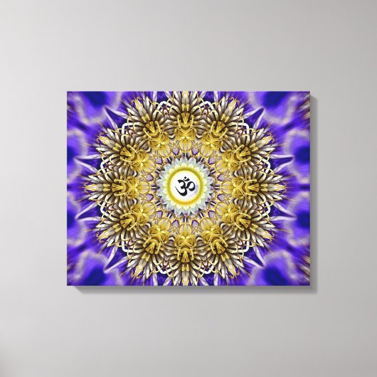 Clematis Om Mandala Stretched Canvas Print Leinwanddruck (Vorderseite)