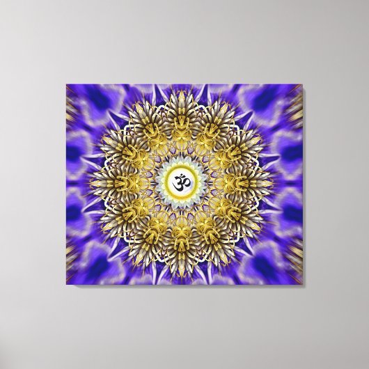 Clematis Om Mandala Stretched Canvas Print Leinwanddruck (Vorderseite)