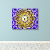 Clematis Om Mandala Stretched Canvas Print Leinwanddruck (Insitu (Holzboden))