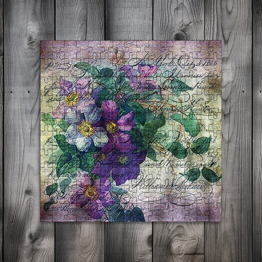 Clematis-Rebe Handschrift-Ephemera Puzzle