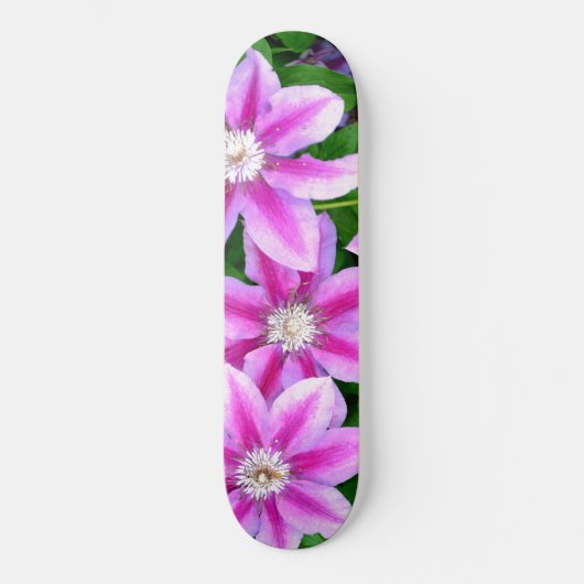 Clematis, rosa Blume Skateboard (Vorderseite)