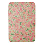 Clematis Rosa, Rot, Orangefarbenes Muster auf Taup Badematte (Vorderseite Vertikal)