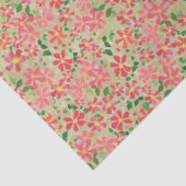 Clematis Rosa, Rot, Orangefarbenes Muster auf Taup Seidenpapier (Detail)