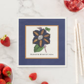 Clematis Star of India Botanische Illustration Serviette (Beispiel)