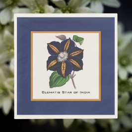 Clematis Star of India Botanische Illustration Serviette