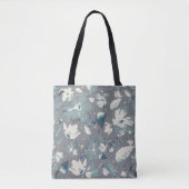 Clematis Vine Gray Blue Cream Floral Shopping Tasche (Vorderseite)