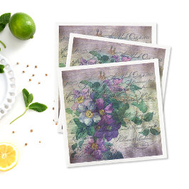 Clematis Vine Handwriting Ephemera Decoupage Serviette