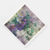 Clematis Vine Handwriting Ephemera Decoupage Serviette (Ecke)
