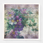 Clematis Vine Handwriting Ephemera Decoupage Serviette (Vorderseite)