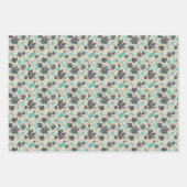 Clematis Watercolor Aquamarin Gray Floral Geschenkpapier Set (Vorderseite 2)
