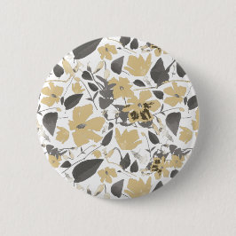 Clematis Yellow Grey Watercolor Floral Button