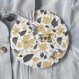 Clematis Yellow Grey Watercolor Floral Button