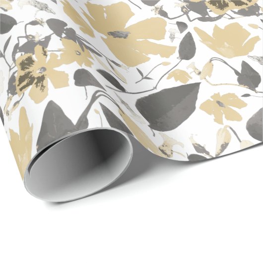 Clematis Yellow Watercolor Floral Geschenkpapier (Rolleneckpunkt)