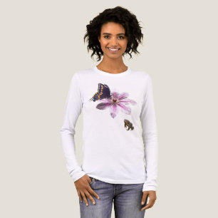 Clematischer Blume und Schmetterling aus schwarzem Tri-Blend Shirt