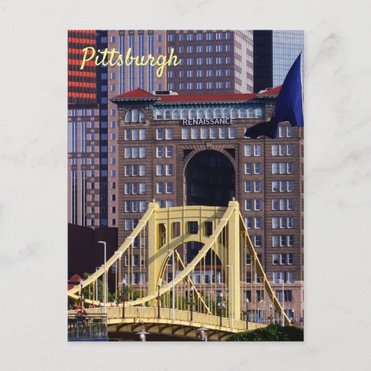 Clemente Bridge Pittsburgh Skyscrapers Summer Day Postkarte (Vorderseite)