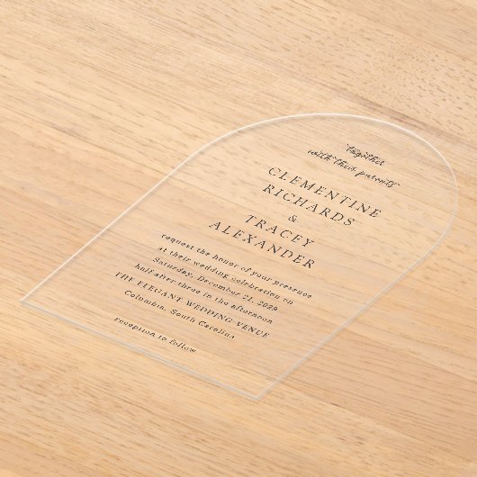 Clementine Elegant Moderne Hochzeit Acryleinladungen (Ablage )