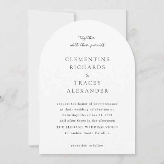 Clementine Elegant Moderne Hochzeit Einladung (Vorderseite)