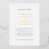 Clementine Elegant Moderne Hochzeit retten Folieneinladung (Vorderseite)