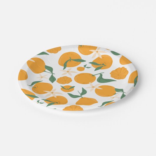 Clementine Mandarine Mandarin Süsse Orange Pappteller (Schrägansicht)