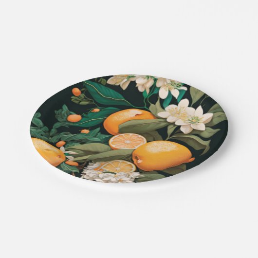 Clementine Mandarine Pappteller (Schrägansicht)